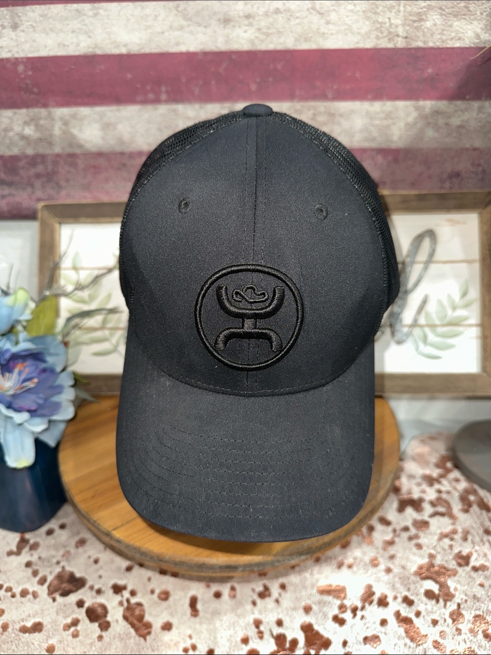 Hooey Black Trucker Cap with Embroidered Logo